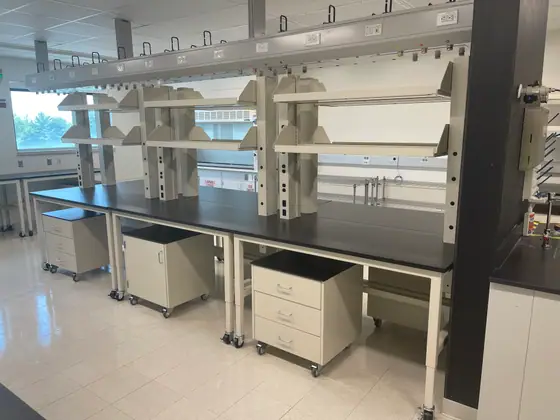 Overhead Service Carriers laboratory furniture installation by Lab Setup America
