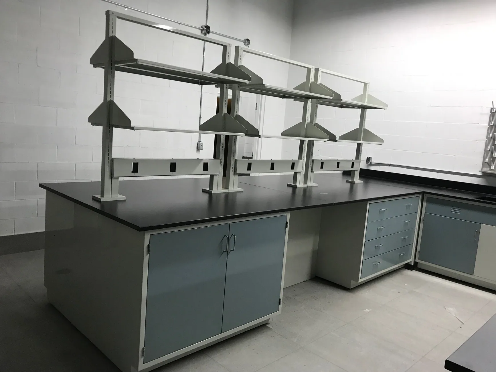 Painted Steel Casework laboratory furniture installation by Lab Setup America