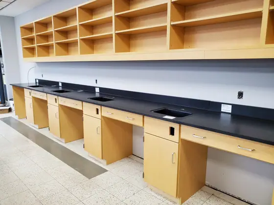 Wood and Plastic Laminate Casework laboratory furniture installation by Lab Setup America