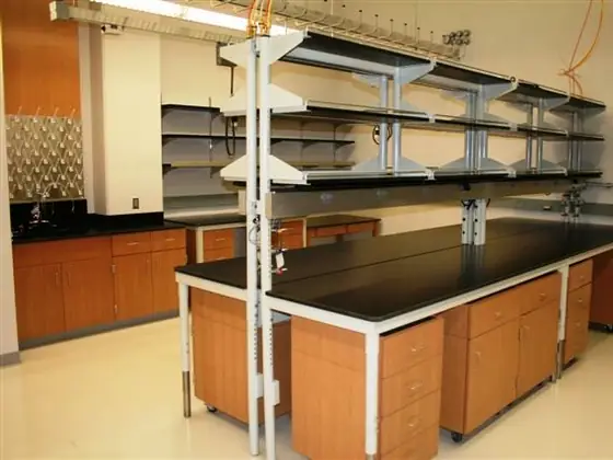 Wood and Plastic Laminate Casework laboratory furniture installation by Lab Setup America